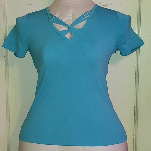 Cable & Gauge bright blue cross cross strap top - Picture 1 of 4